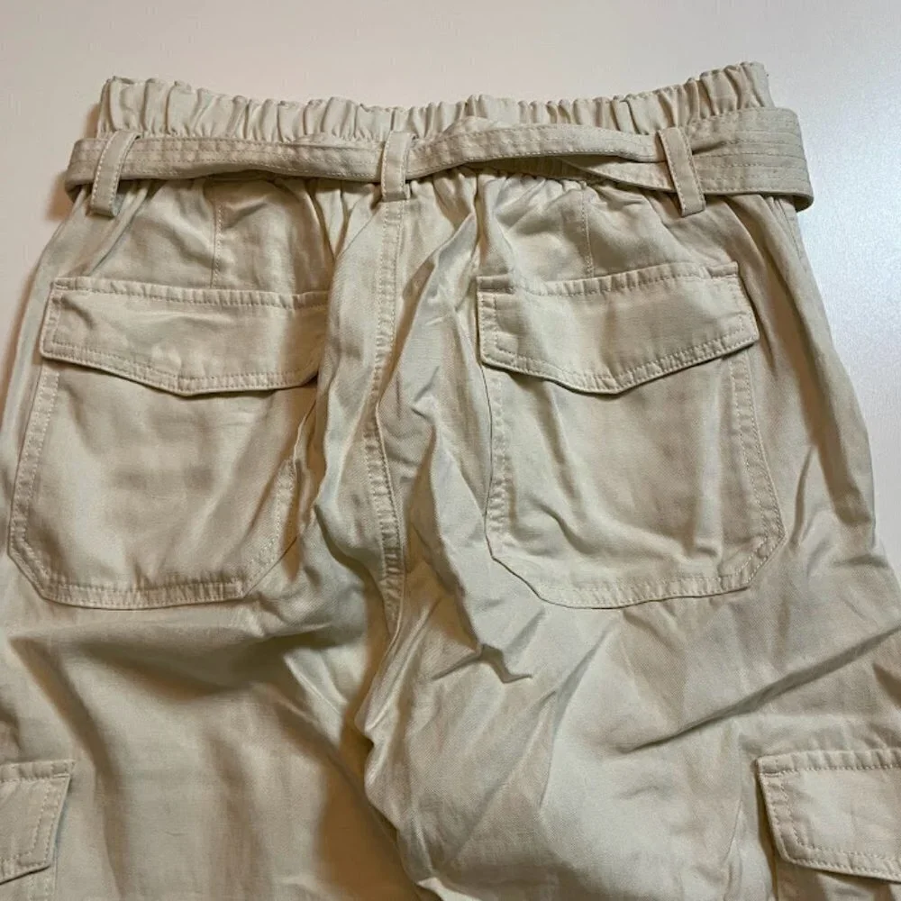 NWT Banana Republic Pant Trouser Cargo Utility Paperbag Waist Belt Linen Cotton